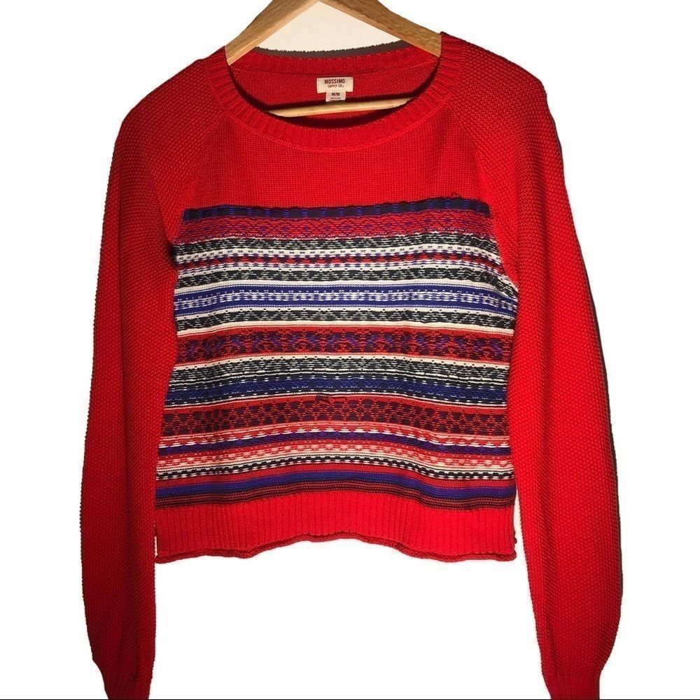 Mossimo Supply Co. Red Fair Isle Crop Sweater